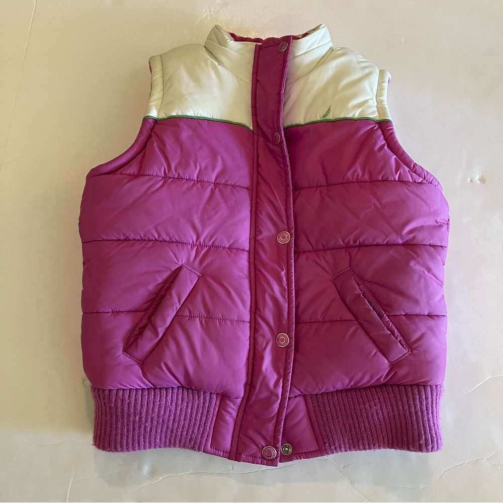 Nautica Kids Two-tone Purple and White Puffer Vest Jacket